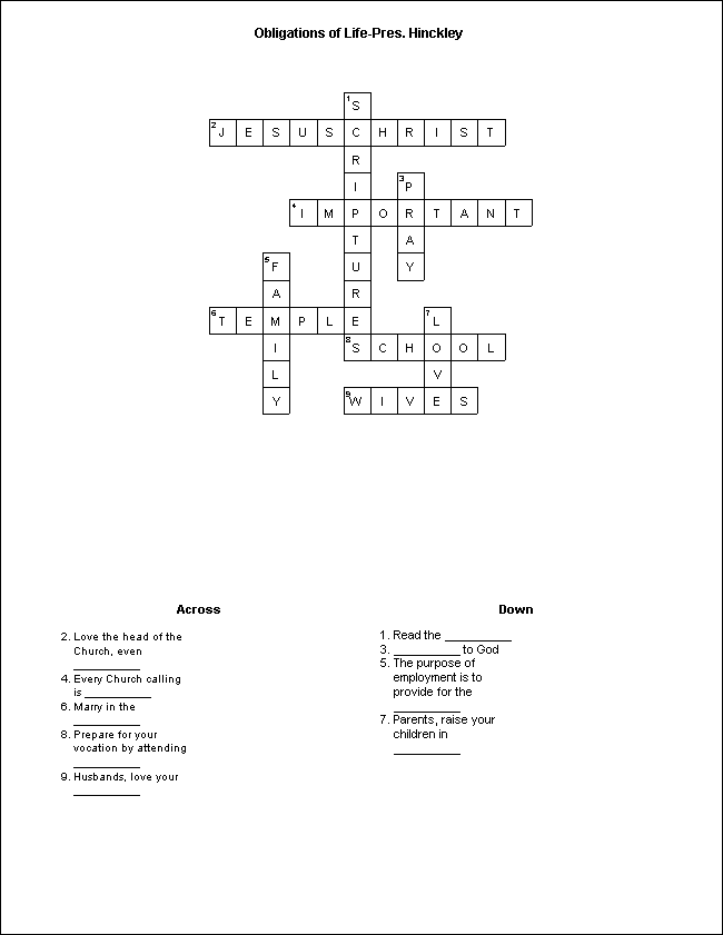 Answers to Life's Obligations Primary Level